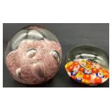 2 Vintage Art Glass Paperweights