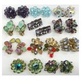 11pc Vintage Rhinestone Clip-On Earrings