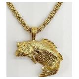 Gold Tone Bass Fish Necklace