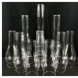 Vintage Glass Oil Lantern Chimneys, Asst