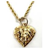 14kt Gold Necklace & Heart Pendant
