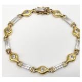 Sterling Gold & Silver Tone Clear Stone Bracelet
