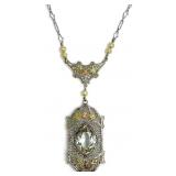 Vintage Art Deco Filigree Necklace
