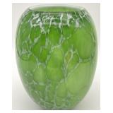 Green & White Art Glass Vase