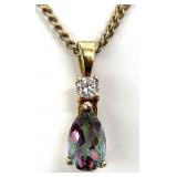 Gold Tone Sterling Alexandrite Stone Style Pendant