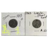 2 - 1943 Lincoln Steel Cents