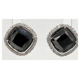 Sterling Silver Black & Clear Stone Earrings