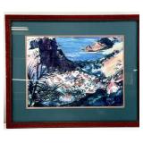 Cliffside Coastal Town Overlooking Sea Art Print
