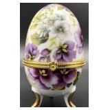 Vintage Porcelain Egg Shaped Trinket Box