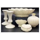 6pc Lenox China Candlesticks, Trinket Box & More