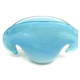 Italian Murano Glass Blue Clamshell Vase