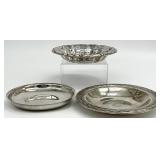 3 Small Silver Plate Bowls / Dishes