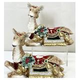 2 Fitz & Floyd Holiday Resting Deer Candleholders