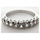 14K White Gold Clear Stone Channel Ring, Sz 6
