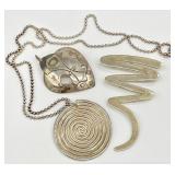 3pc Sterling Silver Necklace, Brooch & Pendant