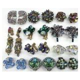 11pc Vintage Rhinestone Clip-On Earrings
