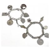 2 Charm Bracelets, Some Sterling Charms