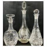 3 Vintage Crystal Decanters