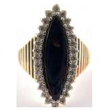 Vintage 10K / 14K Gold Onyx Ring, Sz 8