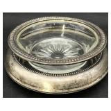 Pair Sterling Rimmed Bottle Coasters