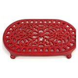 Red Enameled Cast Iron Trivet