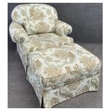 Floral Upholstered Club Chair & Ottoman