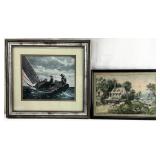 2pc Winslow Homer & Currier & Ives Framed Art