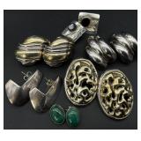 6 Designer Signed Vintage Earrings