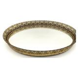 Mirrored Brass Oval Vanity Tray / Mirror