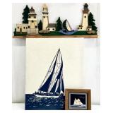 3pc Lighthouse Sailboat Cutout & Sailboat Wall Art