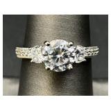 Sterling Silver 3 Stone Channel Ring, Sz 7