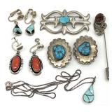 Native American Sterling, Turquoise & Coral