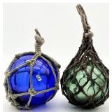 2 Vintage Hand Blown Glass Nautical Fishing Floats