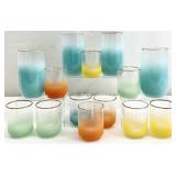 14pc Mid Century Blendo Glasses & Juice Glasses