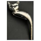Vintage Designer Sterling Cat Shoulder Brooch