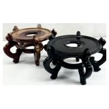 2 Chinese Oriental 6 " Wood Plant / Vase Stands