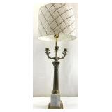 Vtg 4 Arm Brass & Marble Lamp