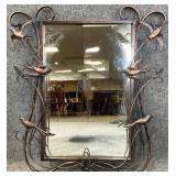 Metal Frame Bird & Flower Mirror