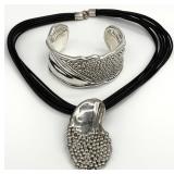 Bat Ami Sterling Pendant Necklace & Bracelet