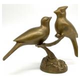 Pair Brass Birds on Branch Statue