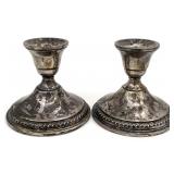 Pair Weighted Sterling Candleholders
