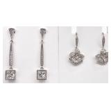 3 Pair Sterling Silver Clear Stone Earrings