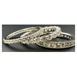 3 Sterling Silver Clear Stone Stacking Rings, Sz 8