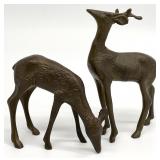 Pair Brass Deer Statues