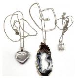 3 Sterling Silver Necklaces w/ Pendants