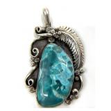 Native American Sterling & Turquoise Pendant