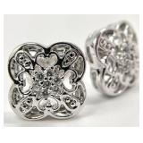 Sterling Silver Clear Stone Clover Earrings