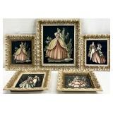 5 Vintage Victorian Ladies Framed Art Prints