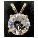 14K Gold Clear Stone Pendant