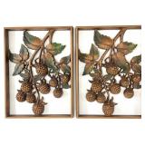 2 Vintage Syroco Berries Wall Hanging Plaques